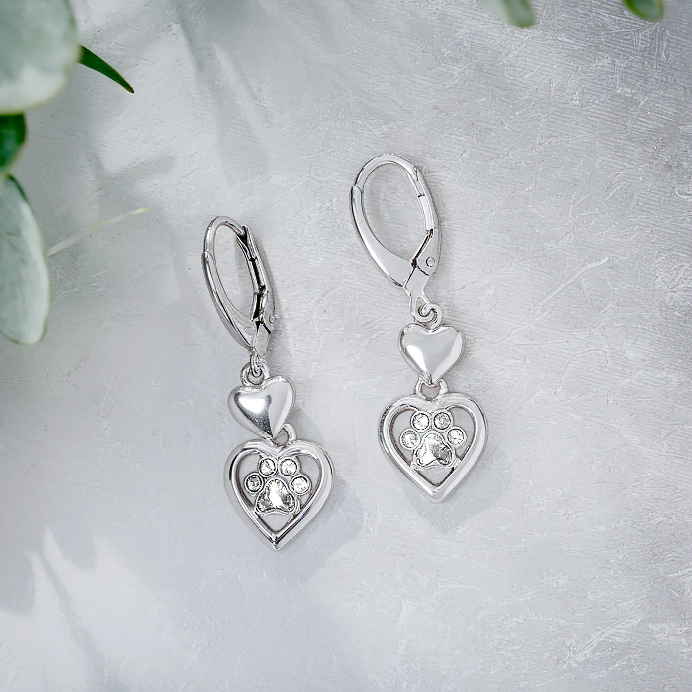 Paw Heart Birthstone Earrings