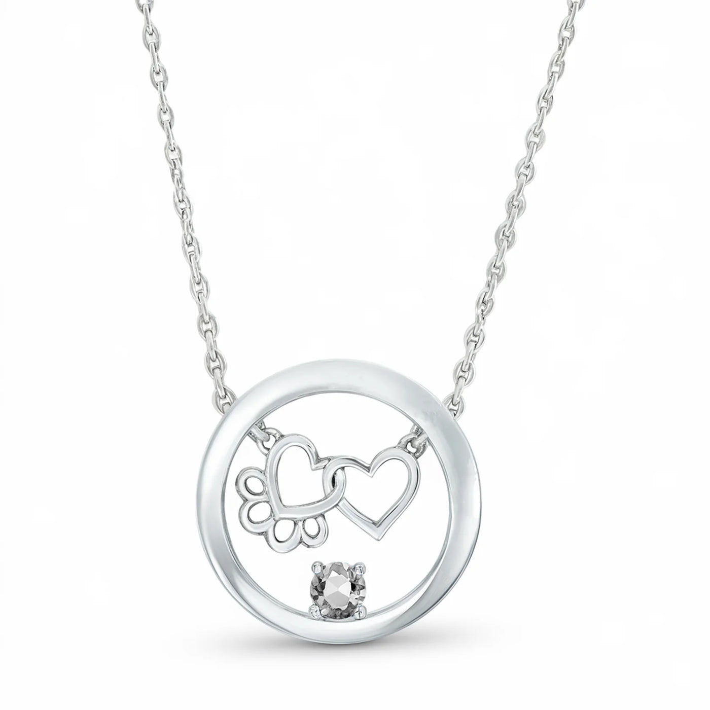 Paw Heart Birthstone Necklaces