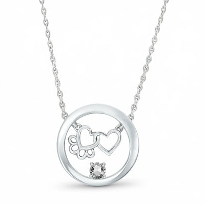 Paw Heart Birthstone Necklaces