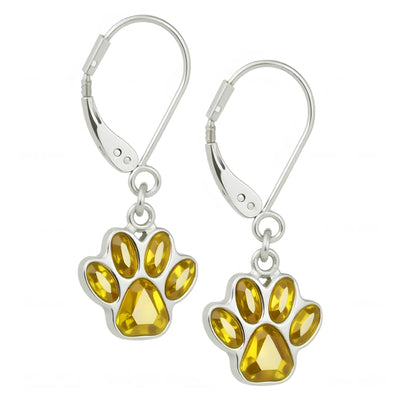 Hanging Paw Birthstone Earrings