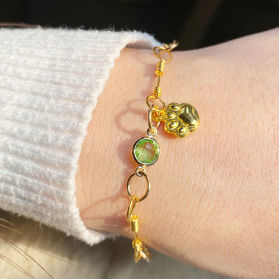 Gold Paw Birthstone Bracelets