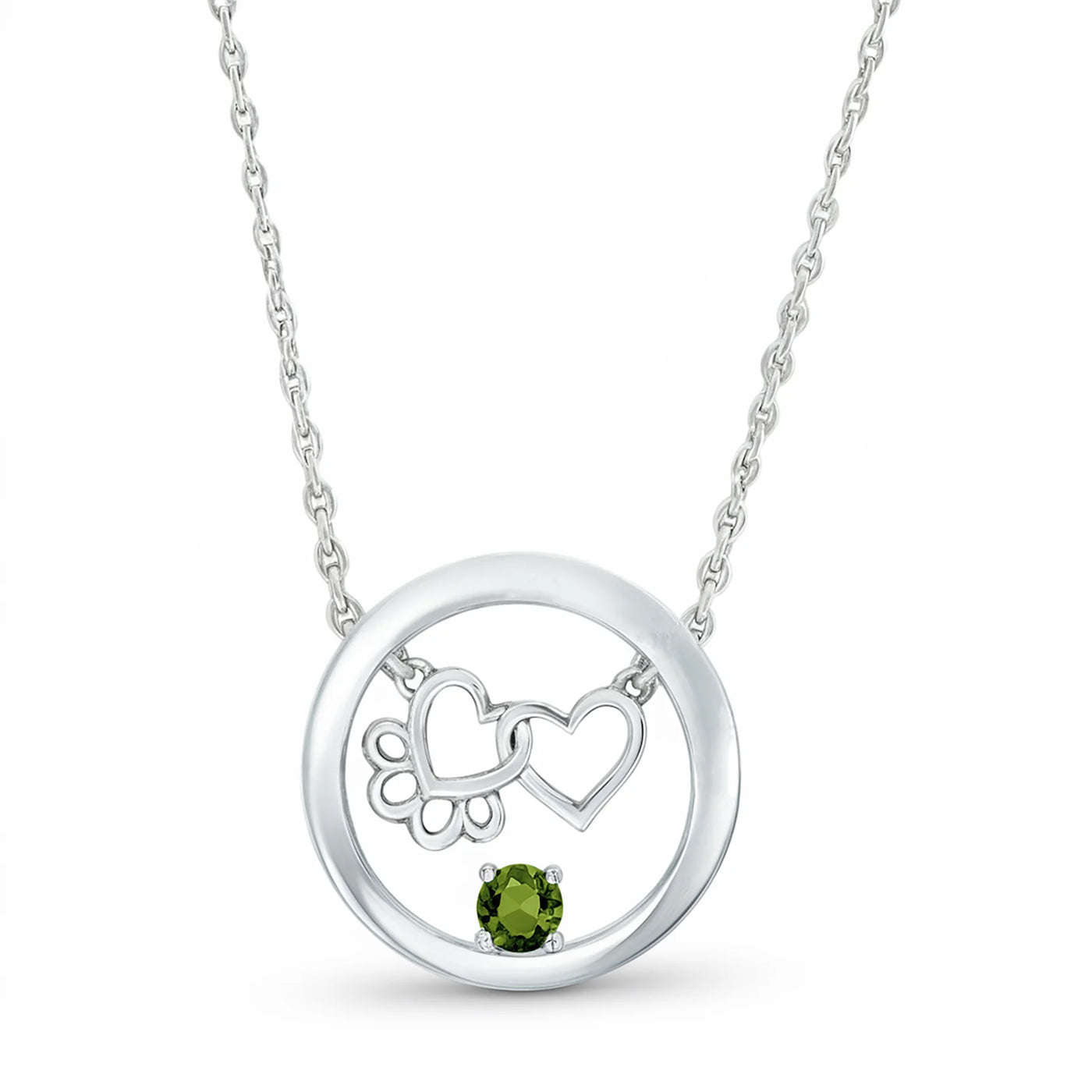 Paw Heart Birthstone Necklaces