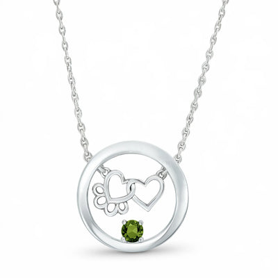 Paw Heart Birthstone Necklaces