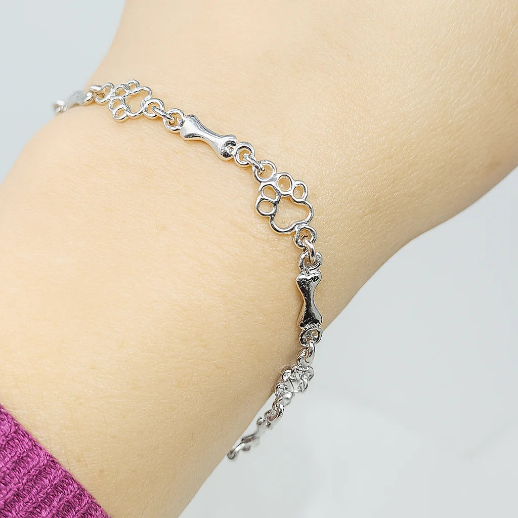 Silvered Bone Paw Bracelet