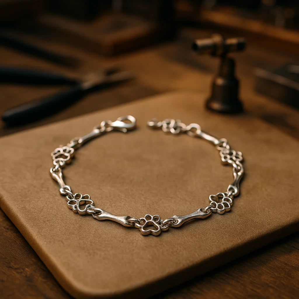 Silvered Bone Paw Bracelet