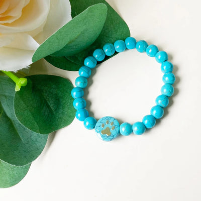 Turquoise Beaded Paw Bracelet