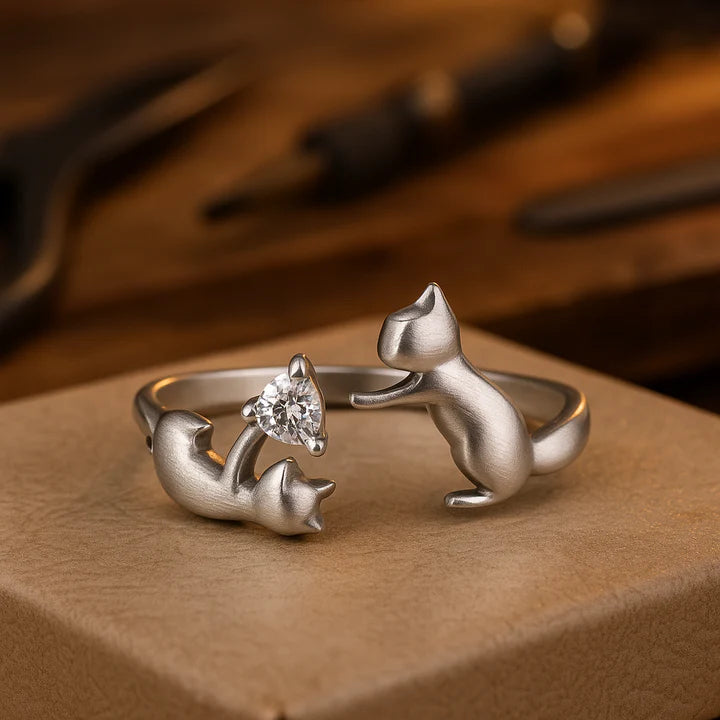 Adjustable Joyful Kitty Ring