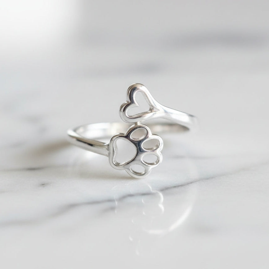 Paw Heart Twist Ring
