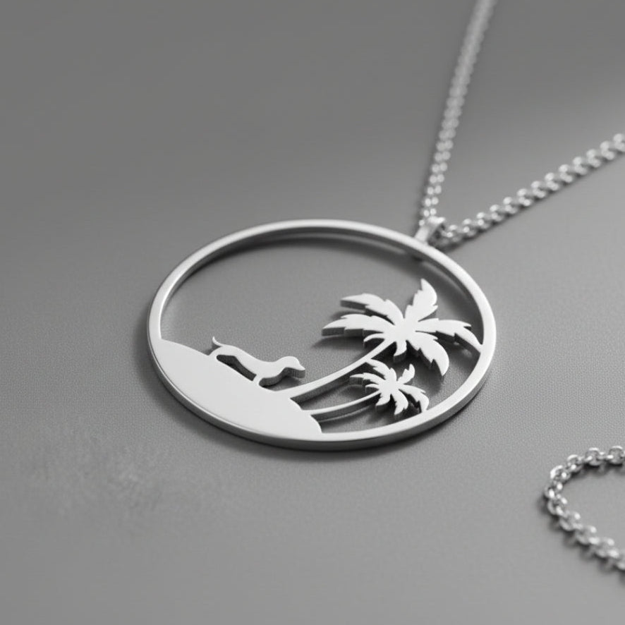 Palm Tree Silver Necklace