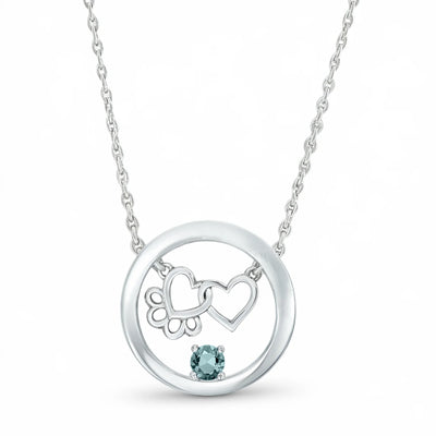 Paw Heart Birthstone Necklaces