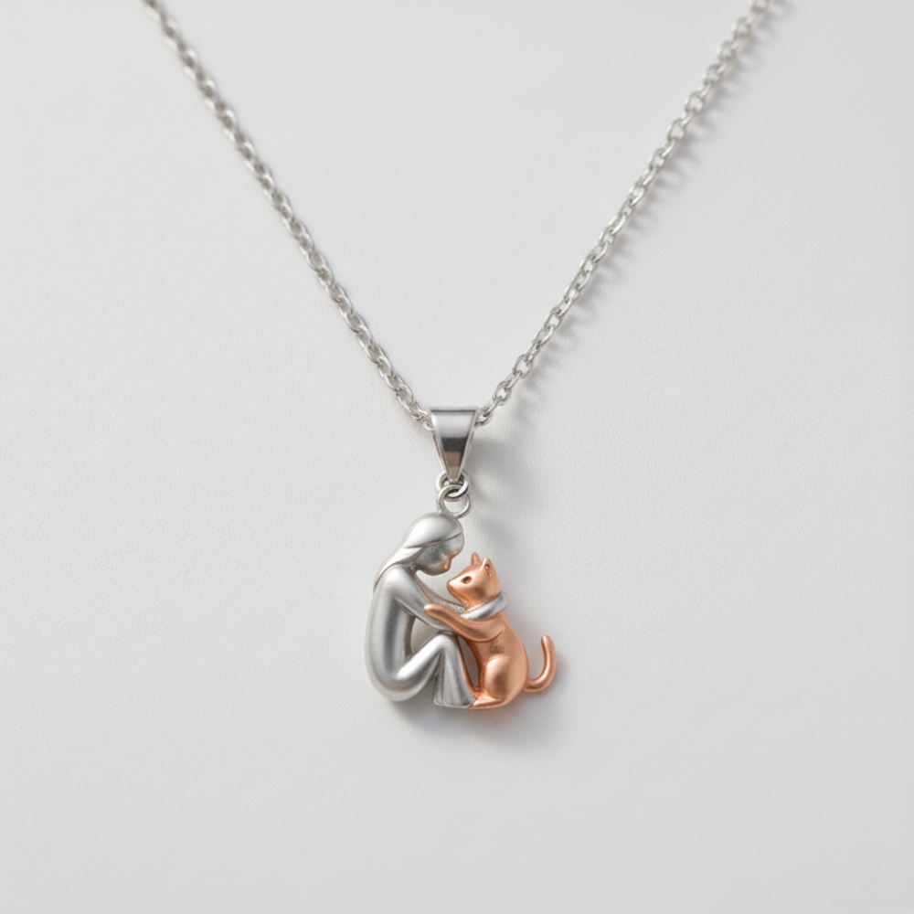 FOR MEMORIAL - My Four-legged Angel is Always Near By - Hug Kitty Necklace