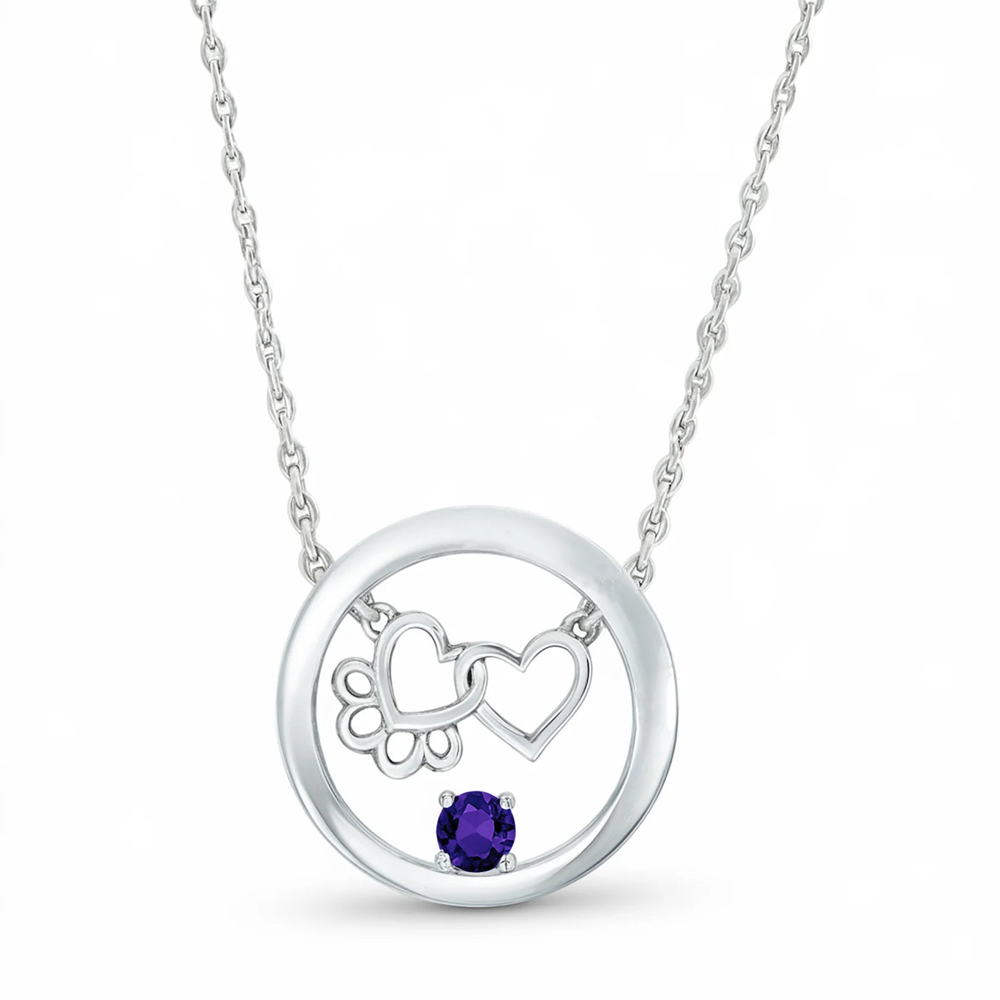 Paw Heart Birthstone Necklaces