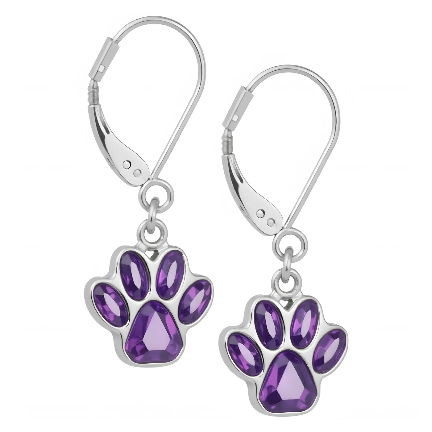 Hanging Paw Birthstone Earrings