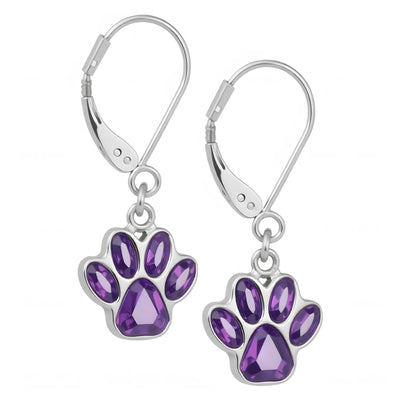 Hanging Paw Birthstone Earrings