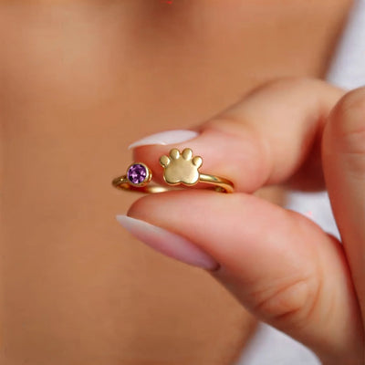 Gold Paw Birthstone Rings
