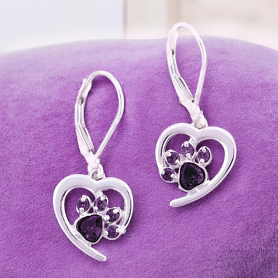 Heart Paw Birthstone Earrings