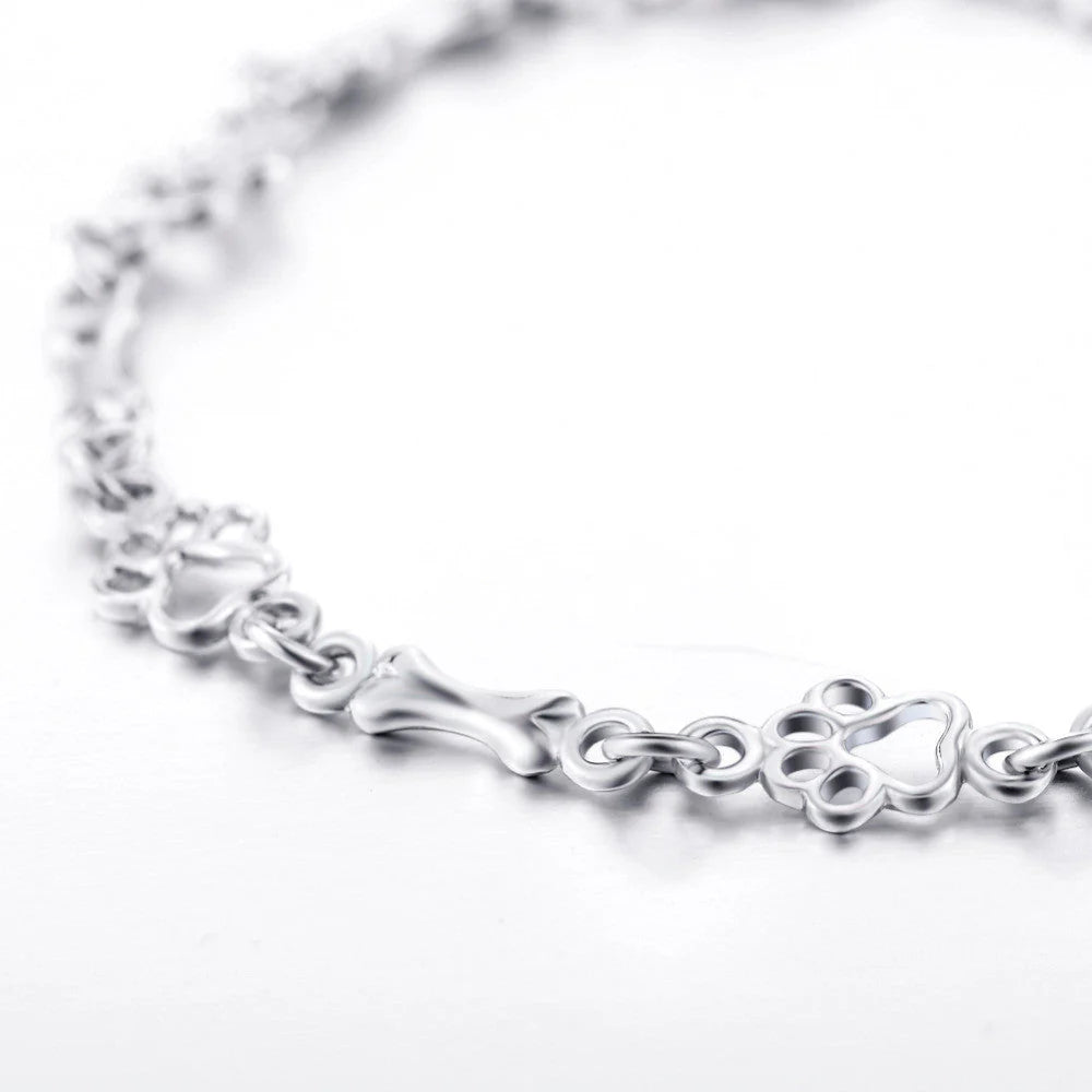 Silvered Bone Paw Bracelet