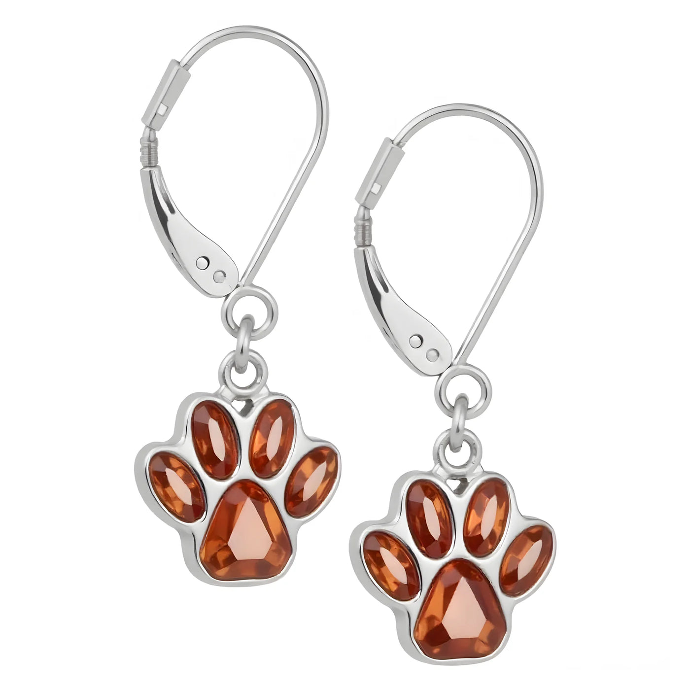 Hanging Paw Birthstone Earrings