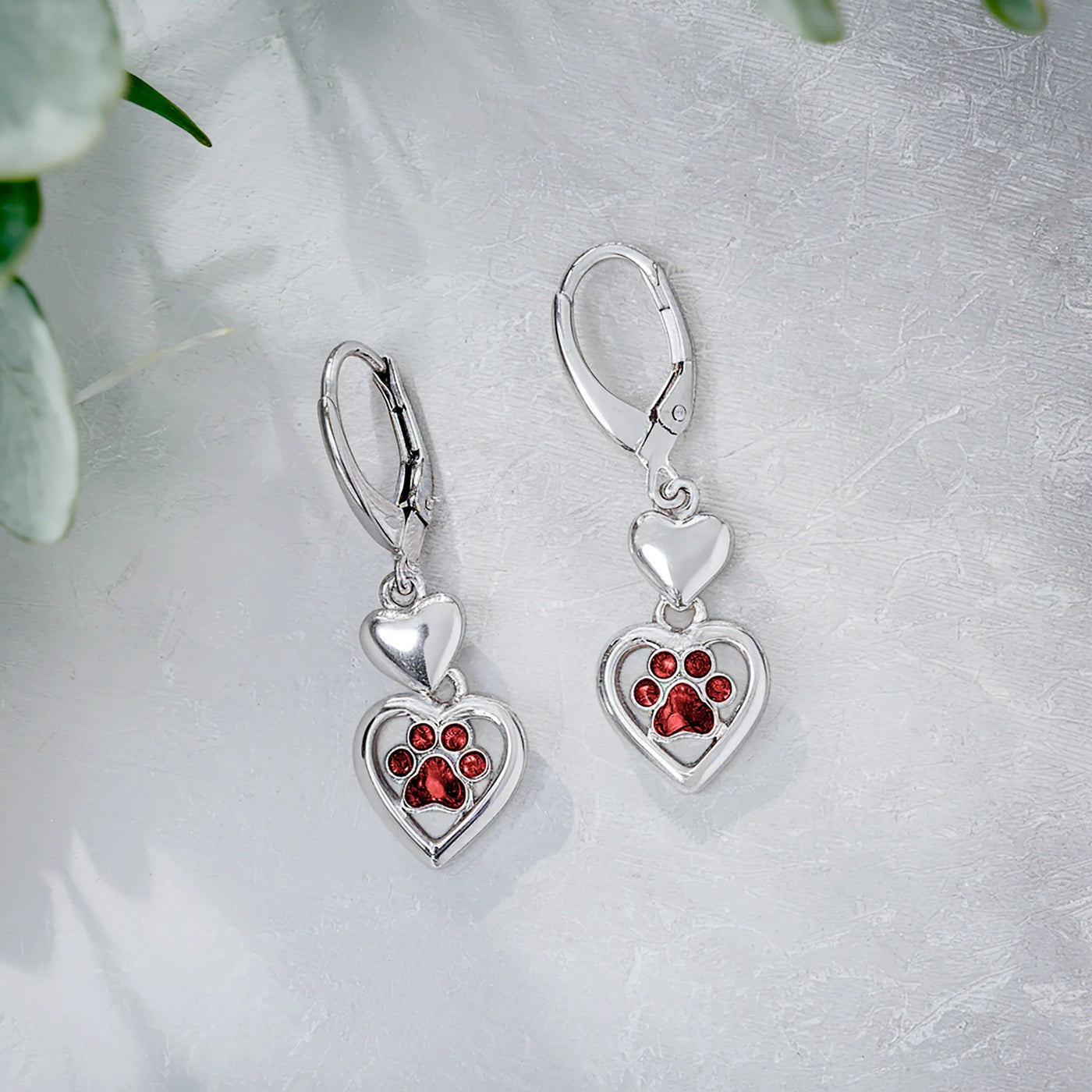 Paw Heart Birthstone Earrings
