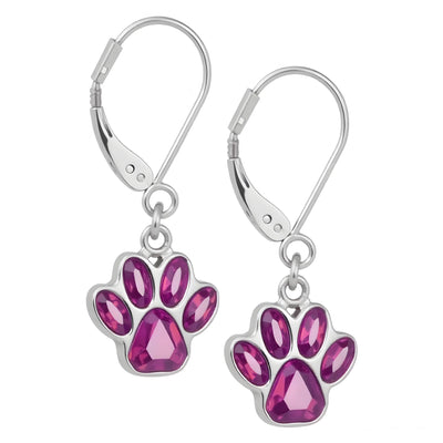Hanging Paw Birthstone Earrings