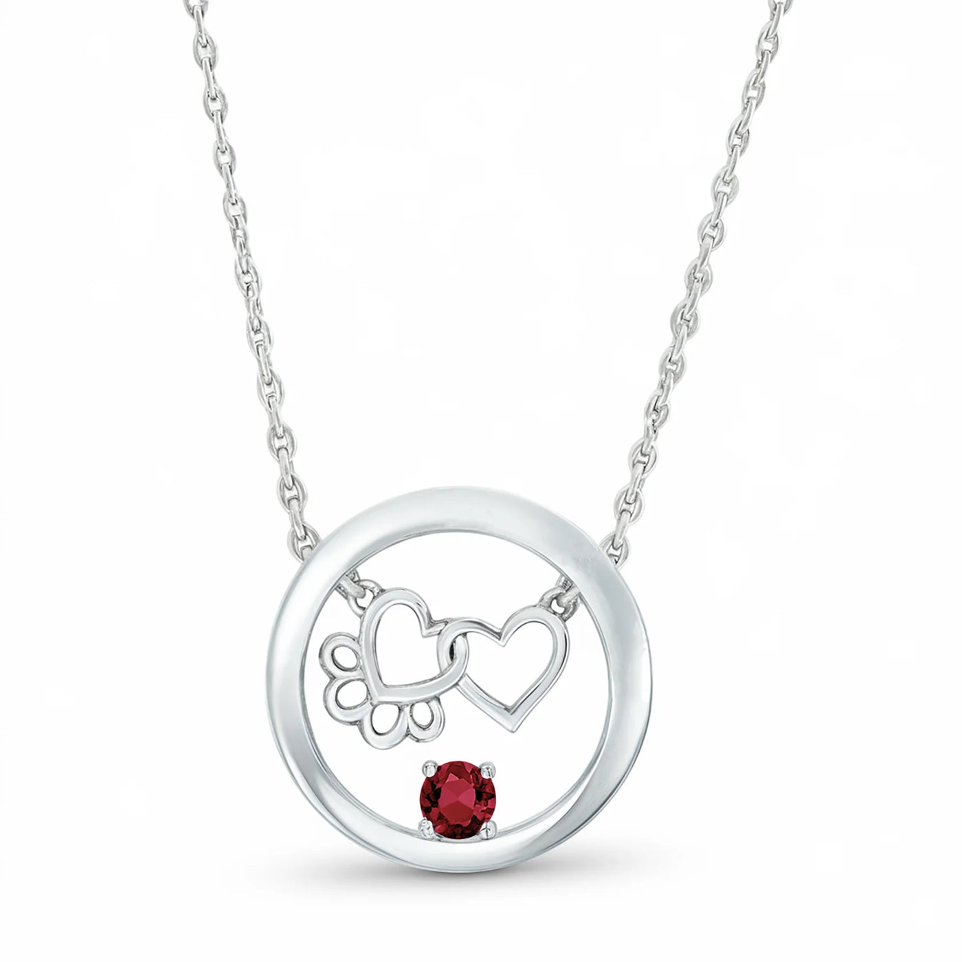 Paw Heart Birthstone Necklaces