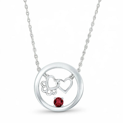 Paw Heart Birthstone Necklaces