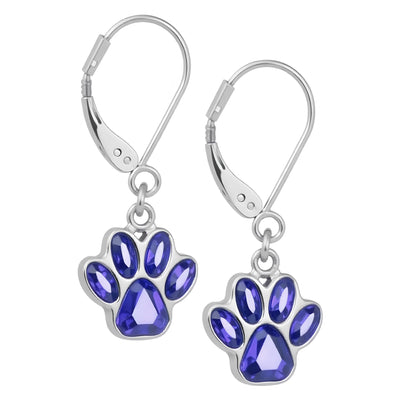 Hanging Paw Birthstone Earrings