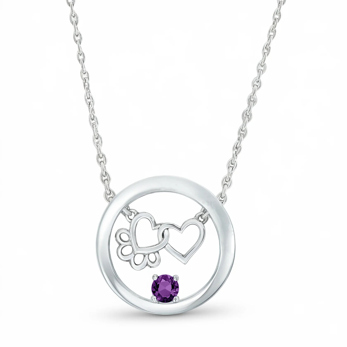 Paw Heart Birthstone Necklaces