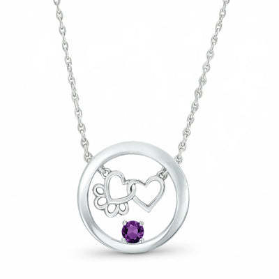 Paw Heart Birthstone Necklaces