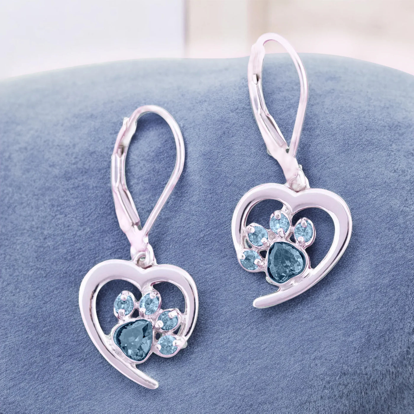 Heart Paw Birthstone Earrings