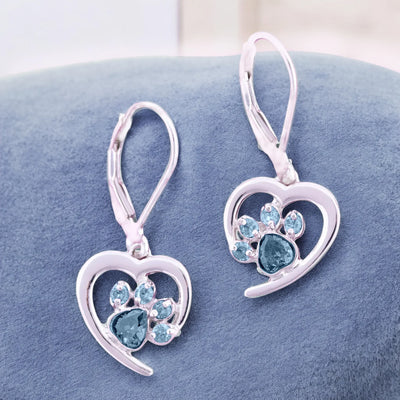 Heart Paw Birthstone Earrings