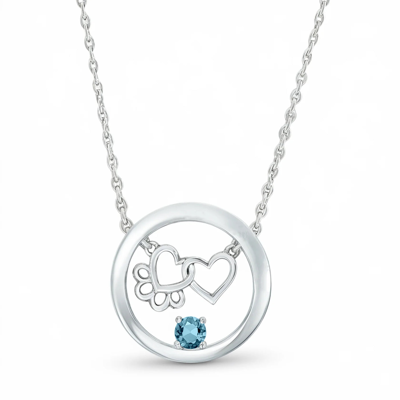 Paw Heart Birthstone Necklaces