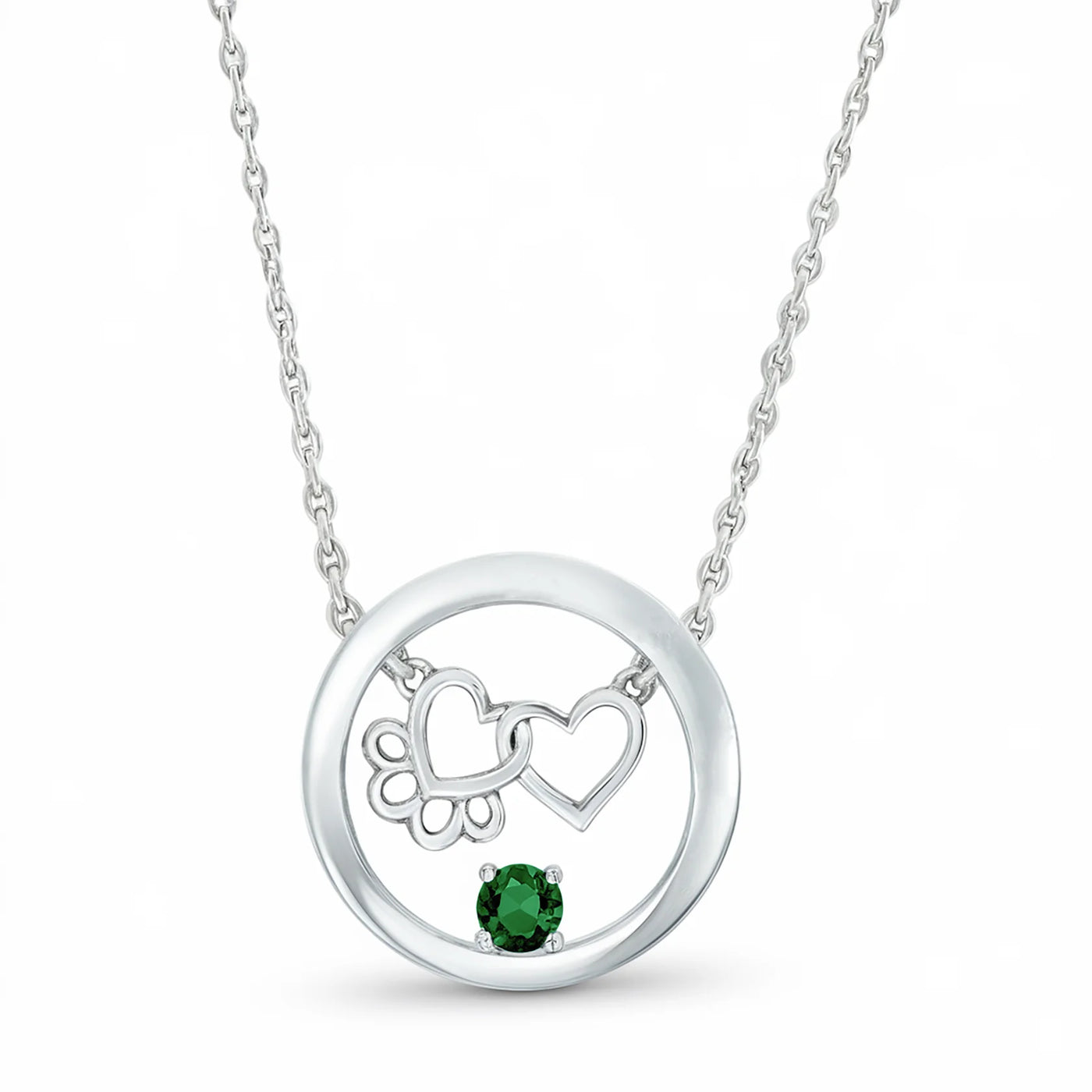 Paw Heart Birthstone Necklaces