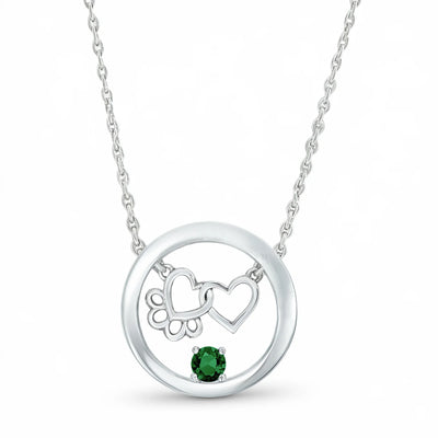 Paw Heart Birthstone Necklaces
