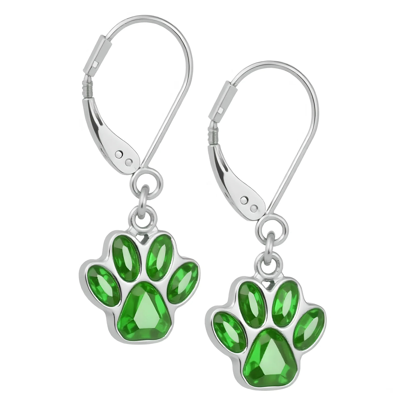 Hanging Paw Birthstone Earrings