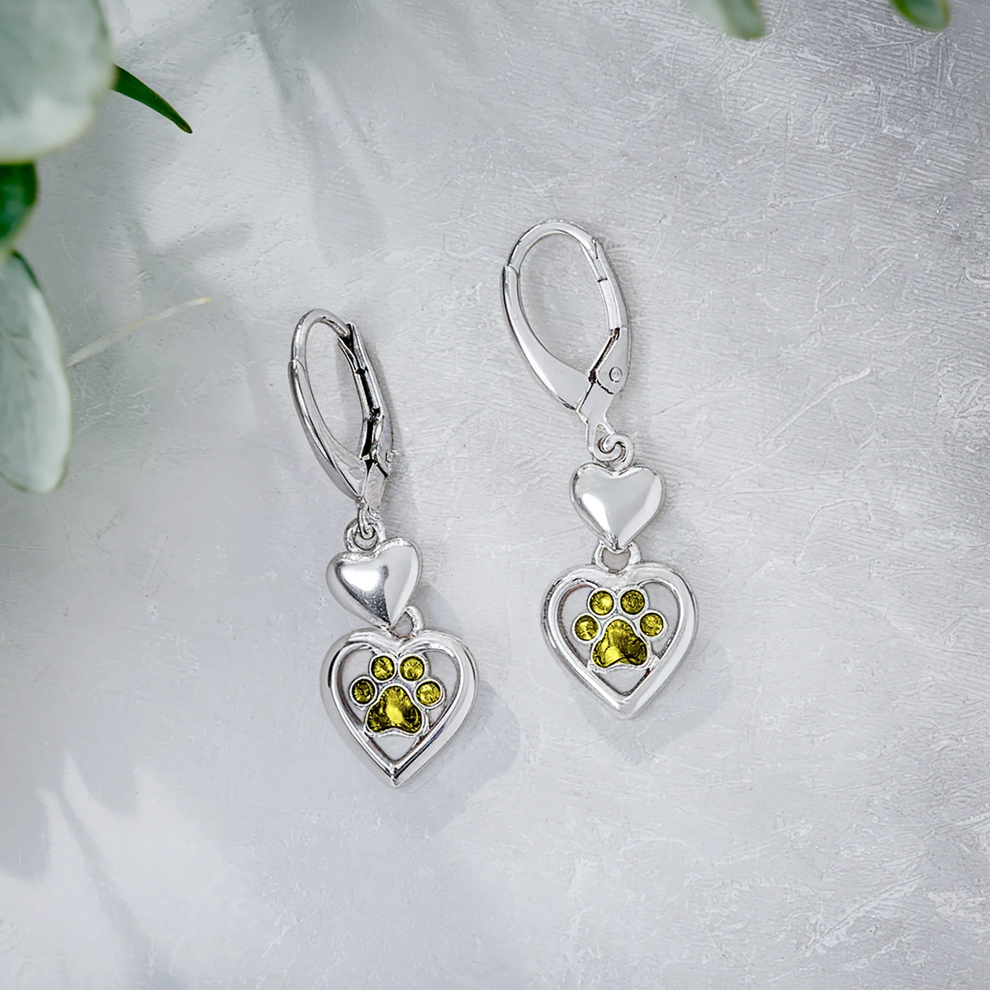 Paw Heart Birthstone Earrings