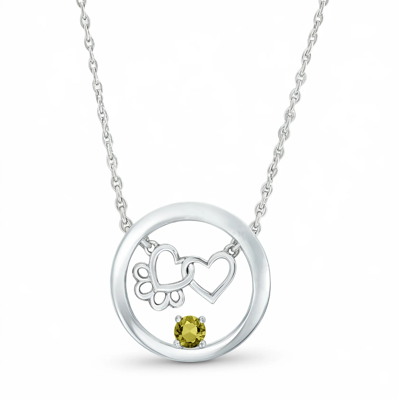 Paw Heart Birthstone Necklaces