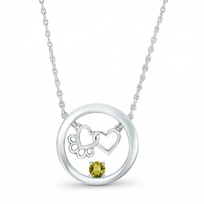 Paw Heart Birthstone Necklaces