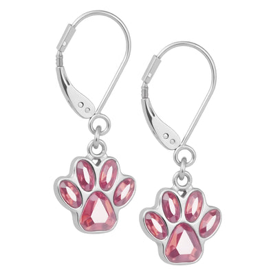 Hanging Paw Birthstone Earrings