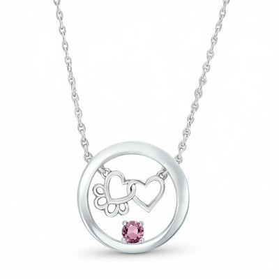 Paw Heart Birthstone Necklaces