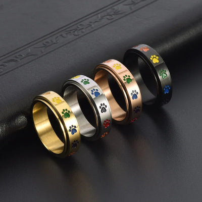 Spinner Colorful Paw Ring