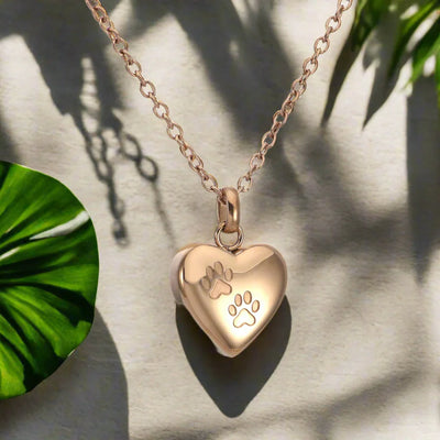 Memorial Heart Paw Necklace