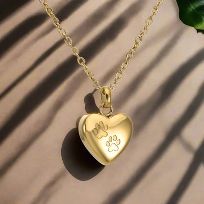 Memorial Heart Paw Necklace