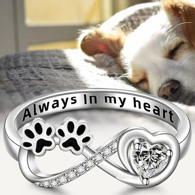 'Always in my Heart' Infinity Paw Heart Ring
