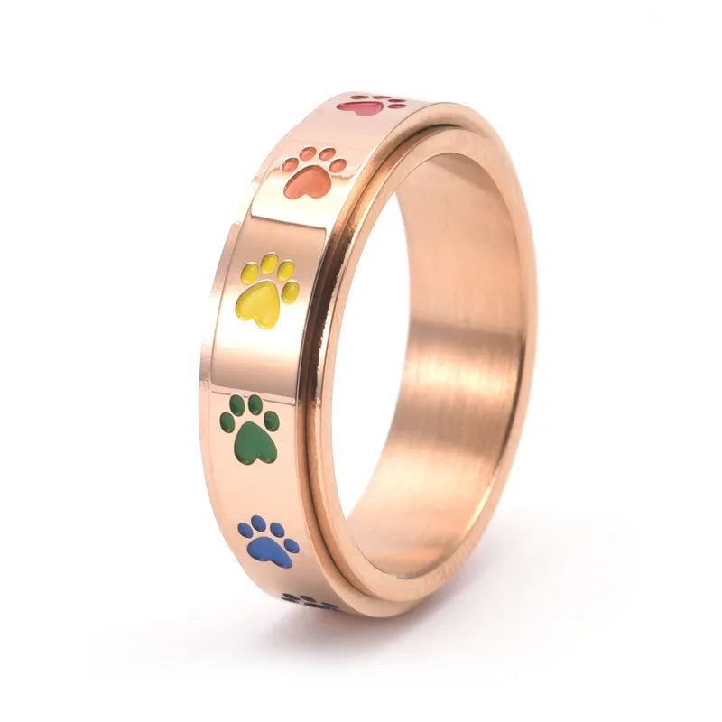 Spinner Colorful Paw Ring