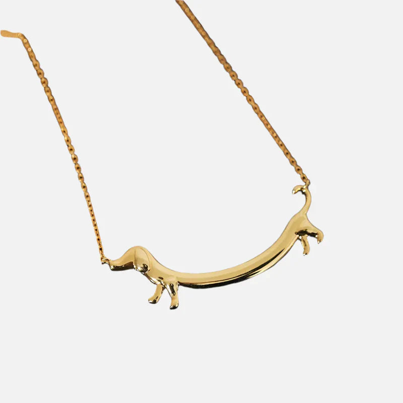 Dachshund Necklace in Silver and Gold