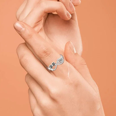'Always in my Heart' Infinity Paw Heart Ring