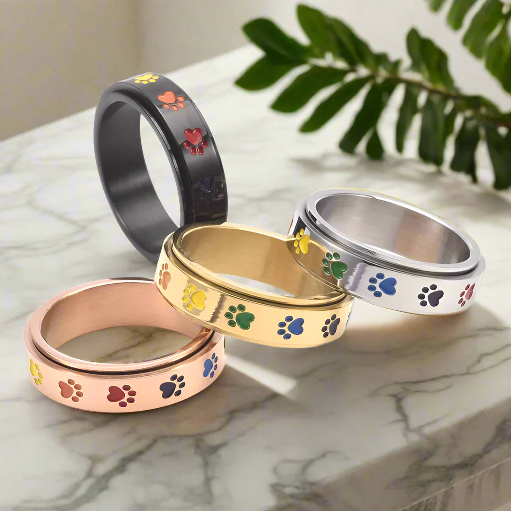 Spinner Colorful Paw Ring