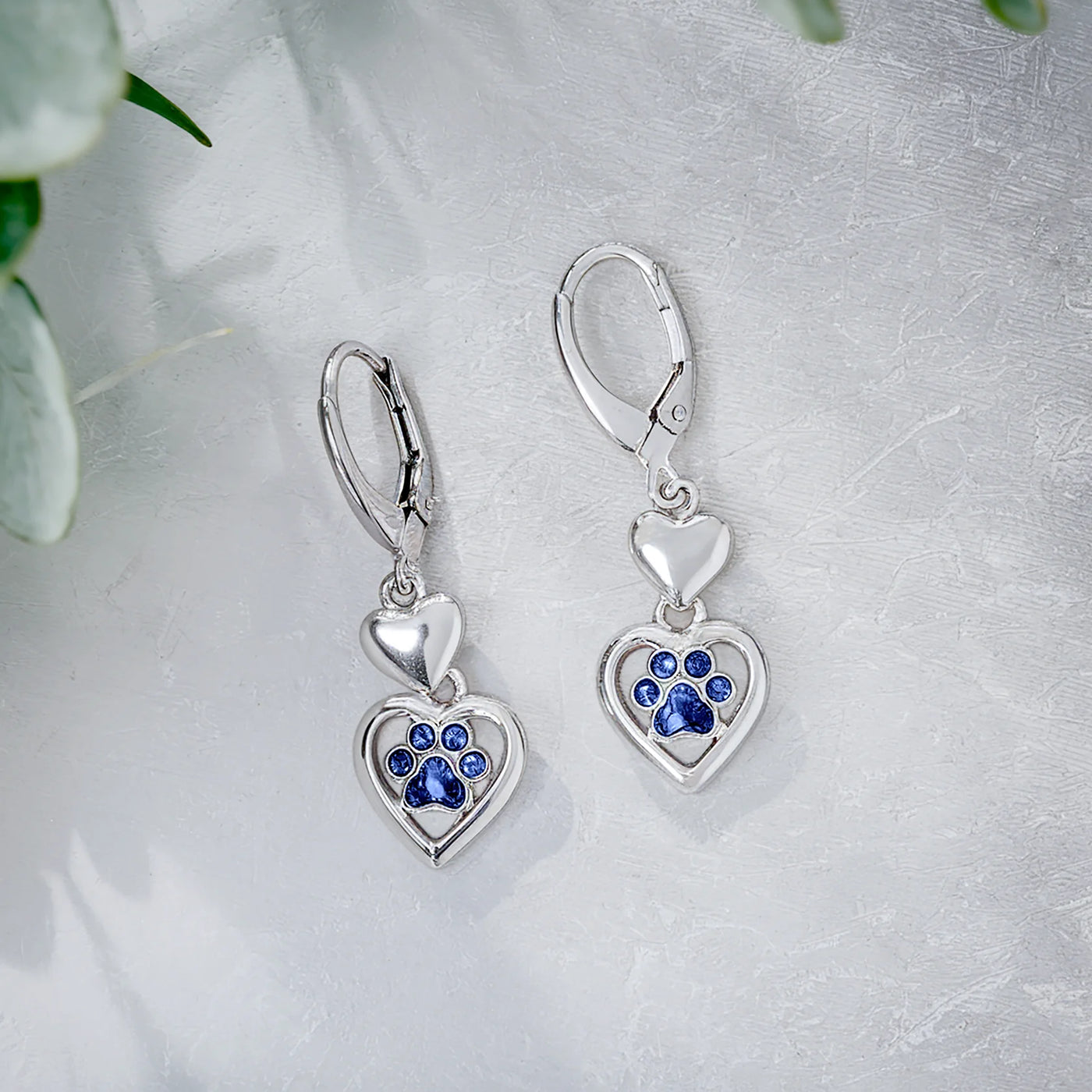 Paw Heart Birthstone Earrings