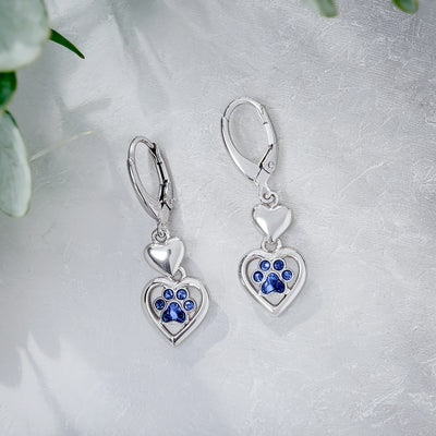 Paw Heart Birthstone Earrings